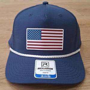 American Flag Richardson 258 Rope Hat | Laser Engraved Acrylic Patch OSFM