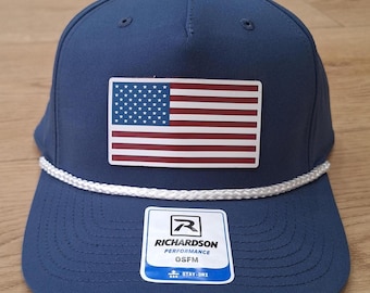 American Flag Richardson 258 Rope Hat | Laser Engraved Acrylic Patch OSFM