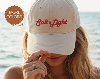 Gorra de béisbol cristiana bordada Salt and Light, gorra neutral de fe para mujer, regalo de algodón orgánico para mujeres cristianas. Gorra de papá cristiana.