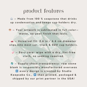 Personalized Bow Monogram Car Coaster Custom Initial Car Accessories for Women Cute Black and White Soapstone Coaster for Cup Holder image 6