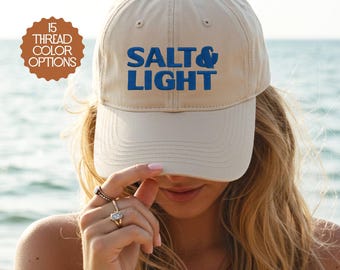 Boné de beisebol bordado orgânico Salt And Light, boné cristão ajustável, boné da fé para homens e mulheres, boné unissex ecológico de algodão, presente para pais.