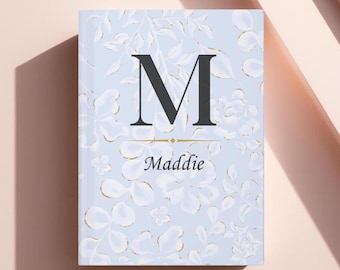 Personalized Monogram Journal Custom Initial Notebook Elegant Floral Hard Cover Gift For Women Teen Girls Bridesmaids Birthday Office School
