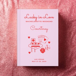 Diario de despedida de soltera de Lucky in Love Vegas, libro de visitas personalizado para fiestas, regalo de recuerdo, cuaderno con cartas de consejos para futuras novias