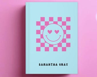 Tienerdagboek Gepersonaliseerde retro geruite glimlach notitieboekje cadeau voor tween meisje dagboek geheugenboek kind verjaardag aandenken voor terug naar school