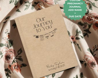 Personalized Pregnancy Journal for First Time Mom Our Journey to You Notebook for New Parent to Be Memory Keepsake for Baby Shower GuestBook