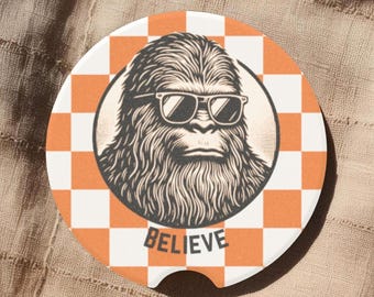 Bigfoot Gift Personalize Car Coaster Soapstone Believe Sasquatch Present Car Accessory Cup Holder Idea for Father Day Dad Birthday Gift