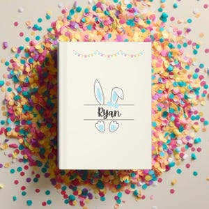 Diario de Pascua personalizado para niños Lindo cuaderno de conejito para regalo de canasta de Pascua Libro de escritura creativa para niño Diario para sueños y metas
