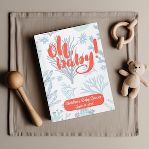Livro de Visitas Oh Baby Shower Diário Personalizado com Conselhos para Futuras Mamães Carta para Novos Pais Lembrança de Memória Caderno Ocean Baby Sprinkle