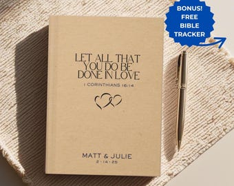 Christian Couple Personalized Journal Love Letter to Spouse Faith Notebook Biblical Wedding Gift for Anniversary Love Story Memory Keepsake