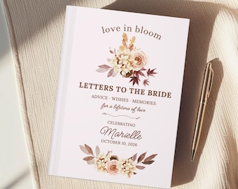 Letters to the Bride Personalized Bridal Shower Guest Book Advice Wishes Memory Book Wedding Keepsake Love in Bloom Journal