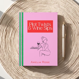 Personalized Book Club Journal Plot Twists and Wine Sips Reading Log Gift for Women Hardcover Notebook for Readers Wine Lovers and Bookworms