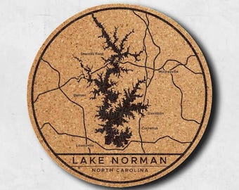 Lake Norman | North Carolina | Engraved Cork Coasters