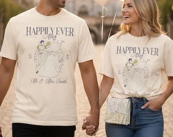 Disney Wedding Couple Shirt, Custom Disney Happily Ever After Princess T-shirt, Princess Bachelorette Sweatshirt, Wedding Disney Trip Hoodie