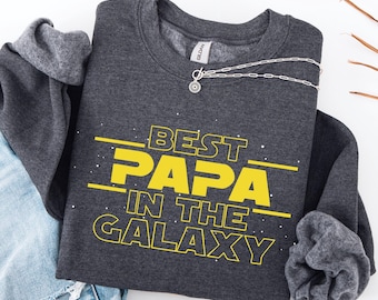 Bästa pappa i galaxen-tröja, Star War-pappatröja, Star Wars-tröja för fars dag, Galaxy Wars-pappatröja, Disneyland-semestertröja