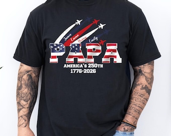 Camiseta personalizada para el 250 aniversario del abuelo estadounidense, camiseta para el 4 de julio para papá, sudadera patriótica Jet Papa, regalo de cumpleaños número 250 de Estados Unidos para el abuelo,