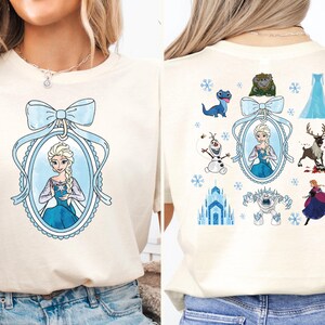 Princess Elsa Coquette Mirror Shirt, Disney Frozen Bow T-shirt, Disney Elsa And Anna Girls Trip Sweatshirt, Disneyland Coquette Girls Tees