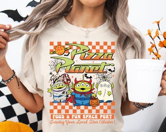 Camiseta de Halloween do Planeta da Pizza Alienígena, Camiseta da Temporada Assustadora do Alienígena Toy Story, Moletom Férias em Família da Disney, Camiseta Viagem de Halloween da Disneylândia