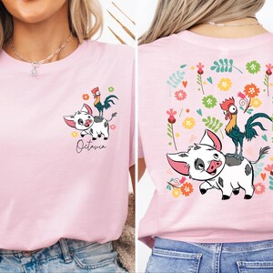 Custom Moana Pua Hei Hei Shirt, Moana Hei Hei Chicken Tee, Disney Floral Moana Shirt, Princess Moana Girls Trip Tee, Disneyland Vacation Tee