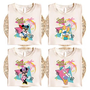 Retro Mickey & Friends-sweater, bijpassende Disney Spring Break-shirt, Minnie en Daisy Beach T-shirt, Disneyland Summer Family Vacation-T-shirt