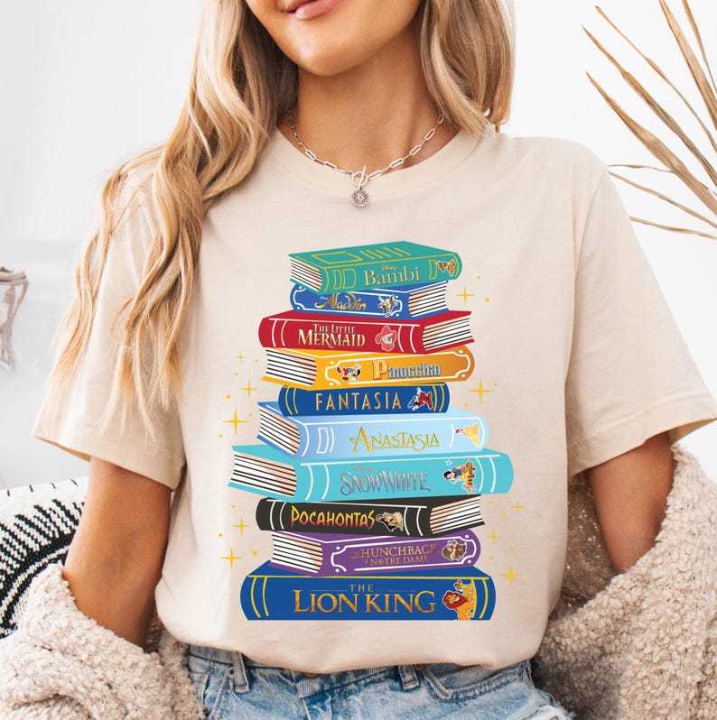 Disney All Characters Books Shirt, The Little Mermaid T-shirt, Disney Book Lover Sweatshirt, The Lion King Library Tee, Disney Book Worm Tee