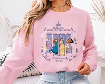 Disney Runner Princess Sweatshirt, Disneyland Half-Marathon Weekend 2026 Shirt, Girls Trip T-shirt, Merida Moana Belle Rapunzel Marathon Tee