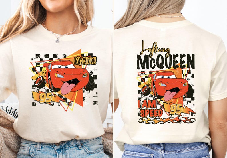 Lightning McQueen Checkered Vintage Shirt, McQueen Champion T-shirt, Disneyland Cars Family Matching Sweatshirt, WDW Disney Vacation Tees