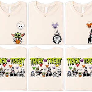 Disney Trick or Treat Shirt, Star Wars Halloween T-shirt, Disney Skeleton Halloween Tees, Darth Vader R2-D2 Tee, Disney Halloween Party Gift