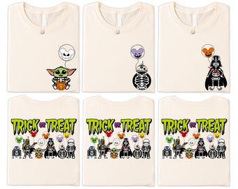 Disney Trick or Treat Shirt, Star Wars Halloween T-shirt, Disney Skeleton Halloween Tees, Darth Vader R2-D2 Tee, Disney Halloween Party Gift