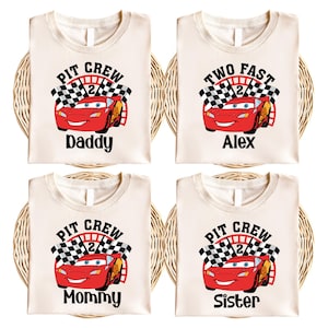 Two Fast McQueen Shirt, Pit Crew Disney Shirt, Custom Disney Cars Birthday Shirt, Disney Birthday Kid Shirt, Cars Family Birthday Party Tee