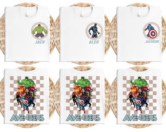 Maglietta retrò Avengers, felpa personalizzata con supereroi Disney, maglietta coordinata per la famiglia Disneyland, maglietta di Capitan America, maglietta di Spiderman, maglietta di Hulk