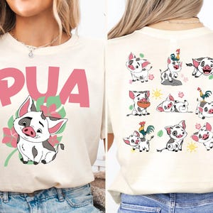 Disney Pua Shirt, Hei Hei And Pua Floral T-shirt, Disney Floral Moana Shirt, Princess Moana Girls Trip Matching Tee, Disneyland Vacation Tee