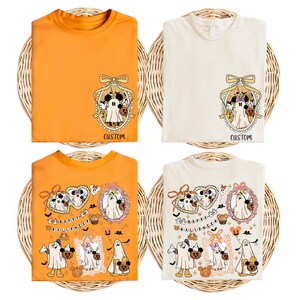 Custom Disney Happy Halloween Shirt, Mickey & Friends Mirror T-shirt, Disney Coquette Bow Horror Sweater, Disney Ghost Halloween Party Gift