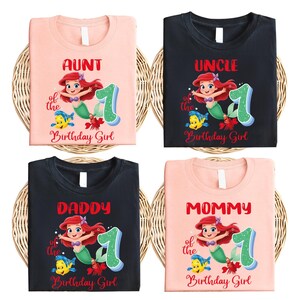 Custom Little Mermaid Birhday Shirt, Disney Matching Family Birthday T-Shirt, Princess Ariel Tee, Disneyland Birthday Girl Party Gift Tee