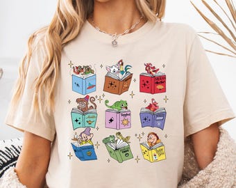 Disney Princess Sidekicks Book Club Shirt, Dwarfs Librarian T-shirt, Mushu Pascal Flounder Sweatshirt, Disney Princess Reading Tour Gift Tee
