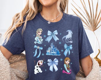 Coquette Princess Elsa & Anna Shirt, Disney Frozen Olaf Snowflakes Shirt, Disney Magical Castle Shirt, Disneyland Coquette Girls Shirt