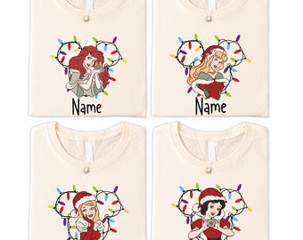 Disney Princess Christmas Shirt, Minnie Ears Christmas Lights T-shirt, Disney Girls Matching Xmas Sweatshirt, Disneyland Holiday Trip Tee