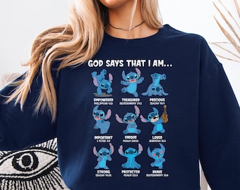 Disney Stitch Mode Shirt, God Says That I am T-shirt, Disney Stitch Emotions Sweatshirt, Disney Bible Verse Tee, Christian Motivational Gift
