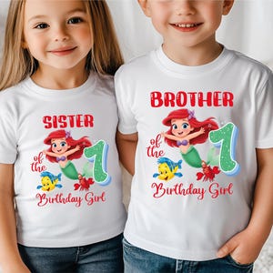Custom Little Mermaid Birhday Shirt, Disney Matching Family Birthday T-Shirt, Princess Ariel Tee, Disneyland Birthday Girl Party Gift Tee
