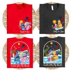 Disney Cruisin With My Bestie Shirt, Custom Minnie & Daisy Besties T-Shirt, Pooh And Piglet Summer Tee, Disneyland Stitch Angel Couple Trip