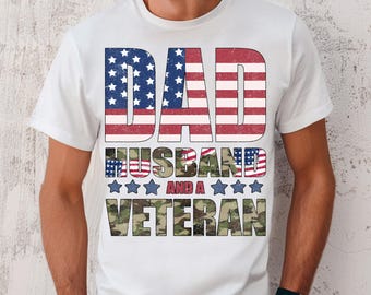 Pappa och veteran, veteran pappa, pappa 4 juli-tröja, vintage amerikansk flagga, fars dag-tröja, bästa pappa-tröja