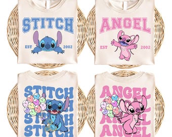 Disney Stitch & Angel passendes Shirt, Disney Stitch und Angel Paar T-Shirt, passendes Best Friends Shirt, Disneyland Familienurlaub Shirt