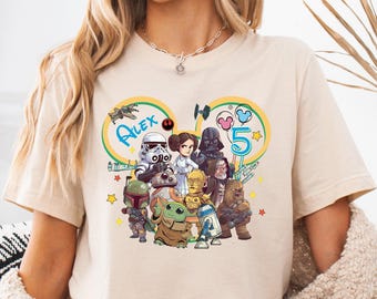 Aangepast Star Wars-verjaardagsshirt, Disney Star Wars T-shirt, Darth Vader Chewie Princess Leia hoodie, Galactische verjaardags-T-shirt, Space Hero-T-shirt
