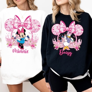 Moletom Minnie e Daisy Duck, moletom com capuz personalizado Disney Besties combinando, suéter de viagem para meninas da Disneylândia, camiseta de férias Disney Best Friends