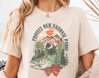 Bescherm ons shirt nationale parken, T-shirt milieuactivisme, sweatshirt nationaal park, bescherm T-shirt nationale parken, T-shirt mueslimeisje
