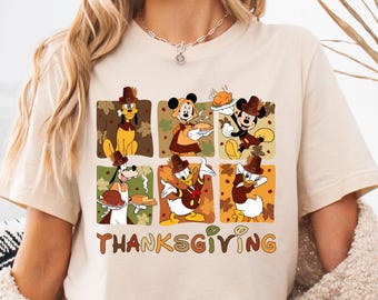 Disney Mickey en vrienden Thanksgiving-shirt, Disney Mickey Minnie Fall Vibes T-shirt, pompoenseizoenssweatshirt, Disneyland Family Trip-T-shirt
