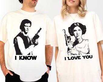 Disney Star Wars Couple Shirt, Princess Leia I Love You & Han Solo I Know T-shirt, Galaxy Wars Honeymoon Hoodie, Disneyland Family Trip Tees