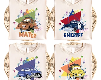 Retro Disney Cars Sweatshirt, Pixar Lightening McQueen Hoodie, Cars Sally Shirt, Pixar Tow Mater T-shirt, Disneyland Family Vacation Tee