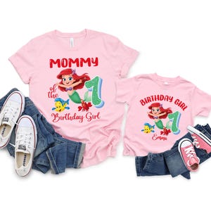 Custom Little Mermaid Birhday Shirt, Disney Matching Family Birthday T-Shirt, Princess Ariel Tee, Disneyland Birthday Girl Party Gift Tee