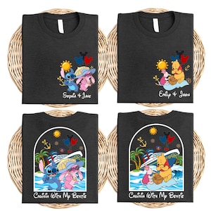 Disney Cruisin With My Bestie Shirt, Custom Minnie & Daisy Besties T-Shirt, Pooh And Piglet Summer Tee, Disneyland Stitch Angel Couple Trip