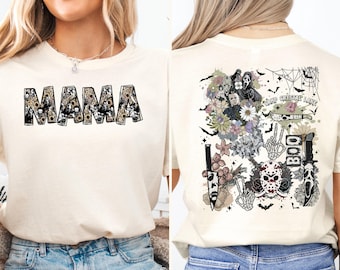 Floral Halloween Mama Shirt, Scary Movie Spooky Vibes Mama T-shirt, Mama Camp Crystal Lake Sweatshirt, Creepy Boo Mama Gift, Ghost Mom Tee
